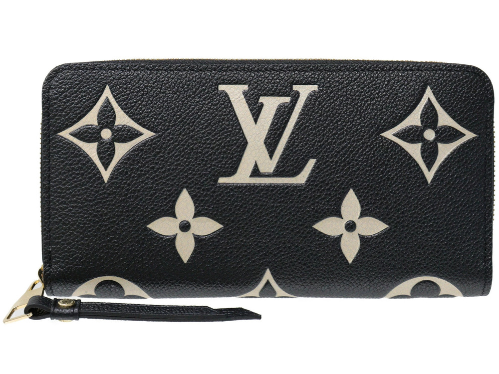 Louis Vuitton Black Monogram Long Beige Wallet Leather Bicolor Zippy Empreinte - Picture 2 of 10